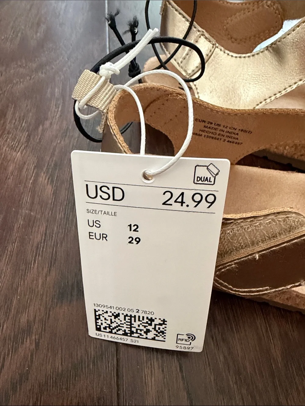 H&M Metallic Gold Velcro Sandals